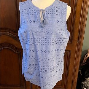 Talbots Cornflower Blue Eyelet Tank/Blouse, NWT, L